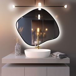 Baltica Design Bright Stain III spiegel 60x52 cm met verlichting zwart 5904107920146