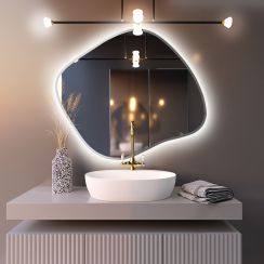 Baltica Design Bright Stain III spiegel 90x77 cm met verlichting zilveren 5904107920412