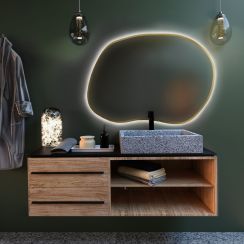 Baltica Design Bright Stain II spiegel 70x50 cm met verlichting gouden 5904107919829