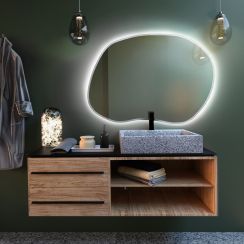 Baltica Design Bright Stain II spiegel 80x57 cm met verlichting wit 5904107919324