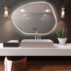 Baltica Design Bright Stain I spiegel 90x64 cm met verlichting gouden 5904107919171