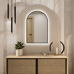 Baltica Design Tiny Border Pastille Cut spiegel 50x110 cm met verlichting zwart 5904107930008
