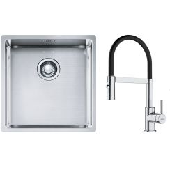 Set stalen spoelbak Franke Box 127.0453.654, keukenkraan Franke Lina 115.0626.085