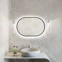 Baltica Design Tiny Border Pastille spiegel 60x120 cm ovaal met verlichting zwart 5904107929149