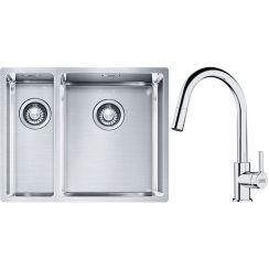 Set stalen spoelbak Franke Box 127.0369.916, keukenkraan Franke Lina 115.0693.229