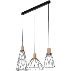 TK Lighting Modesto hanglamp 3x10 W zwart-hout 10158