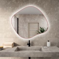 Baltica Design Bright Stain III spiegel 90x77 cm met verlichting roze 5904107932101