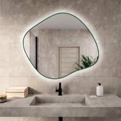 Baltica Design Bright Stain III spiegel 100x86 cm met verlichting groen 5904107932477
