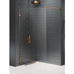 New Trendy Avexa Copper Brushed inloopdouchewand 110 cm koper geborsteld/helder glas EXK-7148