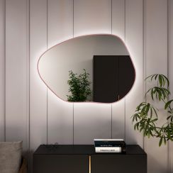 Baltica Design Bright Stain I spiegel 100x72 cm met verlichting roze 5904107931418