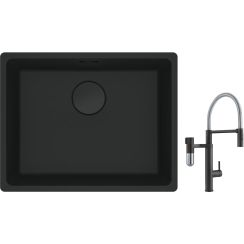 Franke Maris MRG 110-52 zlewozmywak 52x40 cm Fragranite czarny mat z baterią kuchenną Vital Semi-Pro czarny mat/stal (1250697759, 1200621313)
