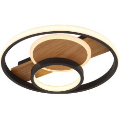 Globo Lighting Pikara plafondlamp 1x24 W wit-zwart-hout 67322-24