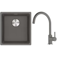 Set spoelbak van graniet Franke Maris 125.0687.250, keukenkraan Franke Lina 115.0626.022