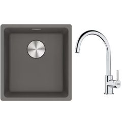 Set spoelbak van graniet Franke Maris 125.0687.250, keukenkraan Franke Lina 115.0693.228