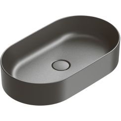 Catalano Zero wastafel 60x35 cm ovaal opbouw zwart satijn/moer 0122600022