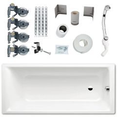 Set rechthoekig bad Kaldewei Puro 258300010001, sifon met overloop Kaldewei Bis 687676500000