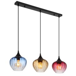 Globo Lighting Sander hanglamp 3x60 W zwart-blauw-amber-rood 15748-3H