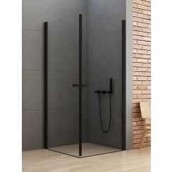 New Trendy New Soleo Black douchecabine 100x90 cm rechthoekig zwart mat/helder glas D-0231A/D-0232A