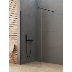 New Trendy New Soleo Black inloopdouchewand 80 cm zwart mat/helder glas K-0768-WP