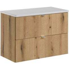 Set kast Comad Nova Oak NOVA OAK A 82-80-2S, badkamerblad Comad Nova White NOVA WHITE 89-80