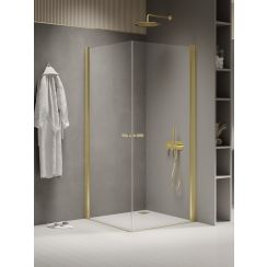 New Trendy New Soleo Light Gold douchecabine 80x70 cm rechthoekig gouden glans/helder glas K-1876