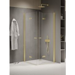 New Trendy New Soleo Light Gold douchecabine 100x90 cm rechthoekig gouden glans/helder glas K-1954