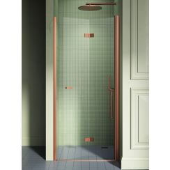 New Trendy New Soleo Copper Brushed douchedeur 70 cm vouwbaar koper geborsteld/helder glas D-0500A