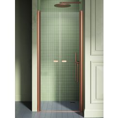 New Trendy New Soleo Copper Brushed douchedeur 120 cm kantelbaar koper geborsteld/helder glas D-0498A