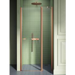 New Trendy New Soleo Copper Brushed douchedeur 100 cm kantelbaar koper geborsteld/helder glas D-0522A