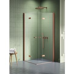 New Trendy New Soleo Copper Brushed douchecabine 90x80 cm rechthoekig koper geborsteld/helder glas K-2084