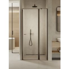 New Trendy New Soleo Gunmetal Brushed douchedeur 100 cm kantelbaar grafiet geborsteld/helder glas D-0561A-WP