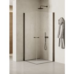 New Trendy New Soleo Gunmetal Brushed douchecabine 90x70 cm rechthoekig grafiet geborsteld/helder glas K-2175