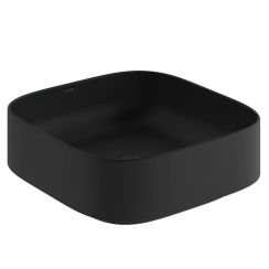 Kludi Resa C wastafel met stop 40x40 cm vierkant opbouw zwart mat 58CW3039