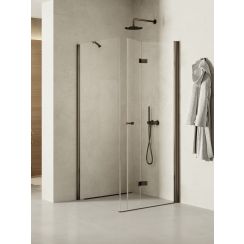 New Trendy New Soleo Gunmetal Brushed douchecabine 90x70 cm rechthoekig grafiet geborsteld/helder glas K-2219