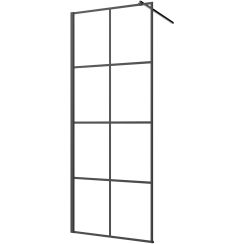 Invena inloopdouchewand 80 cm zwart halfmat/helder glas AK-32-187