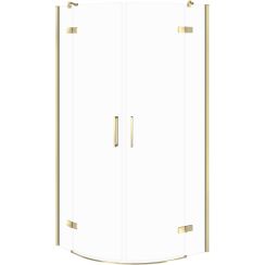 Cersanit City douchecabine 80x80 cm halfrond gouden glans/helder glas S584-074