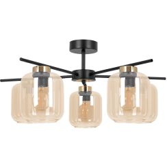 Kaja Iga plafondlamp 5x15 W zwart-gouden-amber K-5512