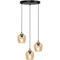 Kaja Tula hanglamp 3x15 W zwart-gouden-amber K-5606