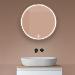 Oltens Nordlis spiegel 60x60 cm rond met verlichting met verwarmingsmat 64100610