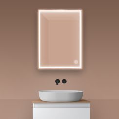 Oltens Nordlis spiegel 60x80 cm rechthoekig met verlichting met verwarmingsmat 64105610