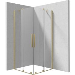 Deante Kerria Plus douchecabine 90x90 cm vierkant gouden geborsteld/helder glas KPNRP09P09
