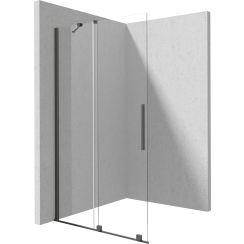 Deante Prizma inloopdouchewand 140 cm grafiet geborsteld/helder glas KTJ_D34R