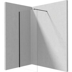 Deante Prizma inloopdouchewand 70 cm zwart mat/helder glas KTJ_N37P