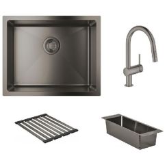 Set stalen spoelbak Grohe K700U 31574AL1, keukenkraan Grohe Minta 32321AL2, 40852AL0, 40856AL0