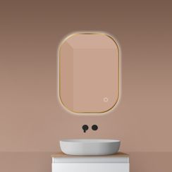 Oltens Nordlis spiegel 60x80 cm rechthoekig met verlichting met verwarmingsmat gouden 64126810