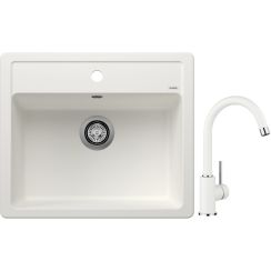 Set spoelbak van graniet Blanco Legra 6 523334, keukenkraan Blanco Mida 519418
