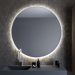 Baltica Design Tiny Border Bright spiegel 100x100 cm rond met verlichting met verwarmingsmat zilveren 5904107912479