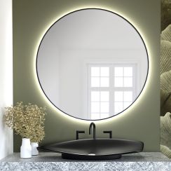Baltica Design Tiny Border Bright spiegel 90x90 cm rond met verlichting met verwarmingsmat zwart 5904107911625
