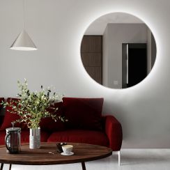 Baltica Design Tiny Border Bright spiegel 100x100 cm rond met verlichting met verwarmingsmat wit 5904107911717