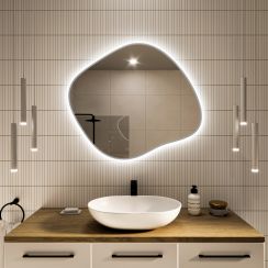 Baltica Design Tiny Borderbright Stain III spiegel 80x70 cm met verlichting met verwarmingsmat zilveren 5904107917801